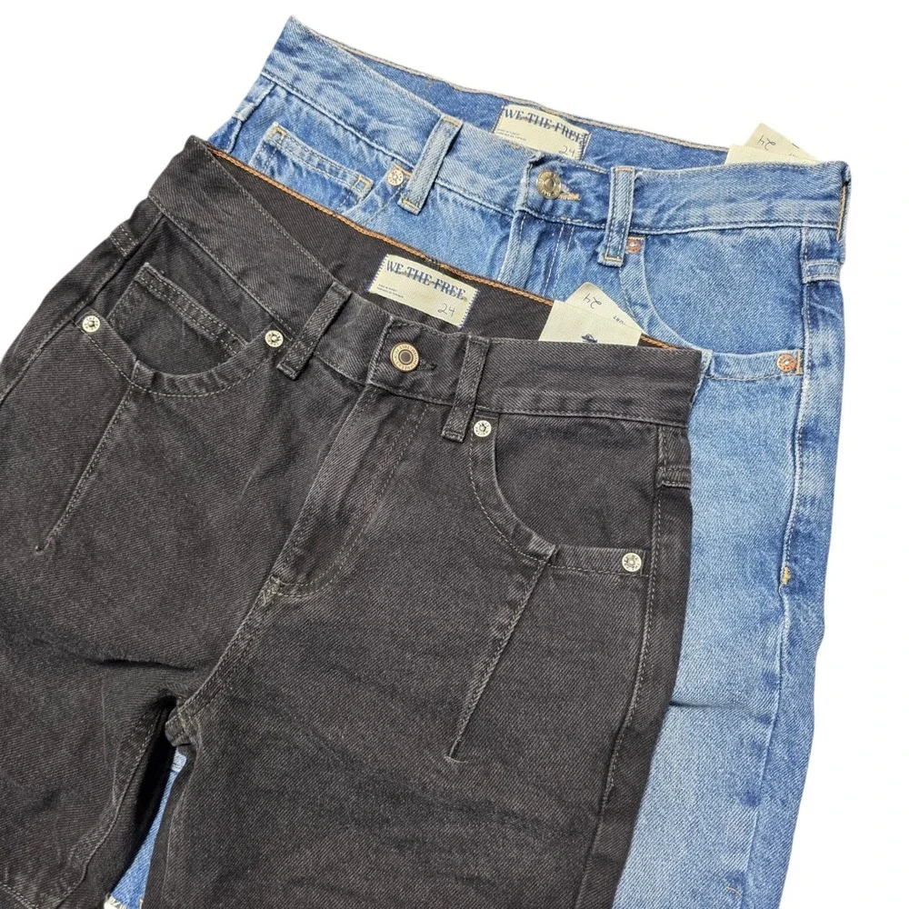 Free People We The‎ Free Ghost Town Denim Shorts Bundle Women 24 Black Blue